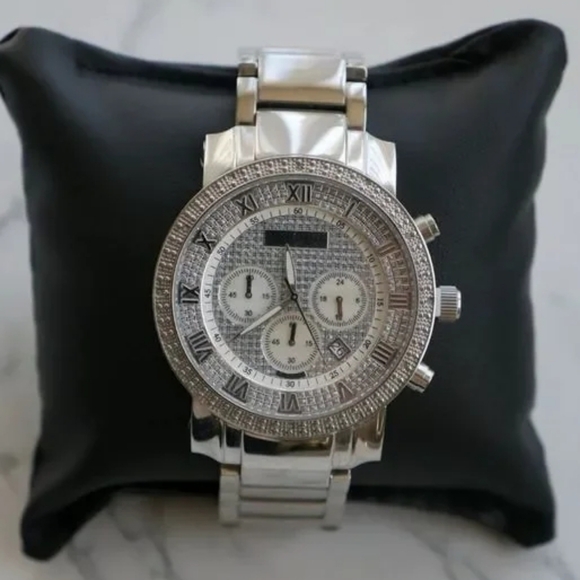 Akribos XXIV Other - Akribos XXIV Silver and Black Chronograph Watch 2ct Genuine Diamonds